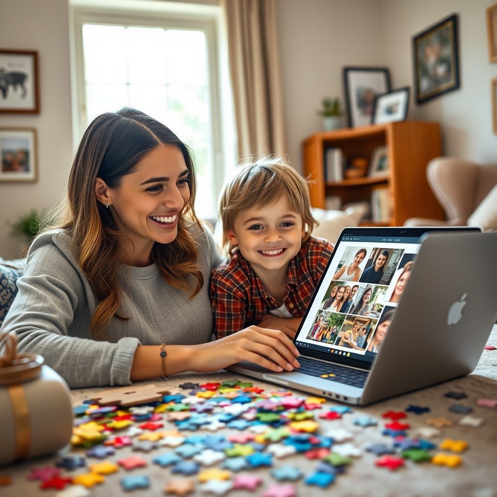 Puzzle personalizzati su un tavolo